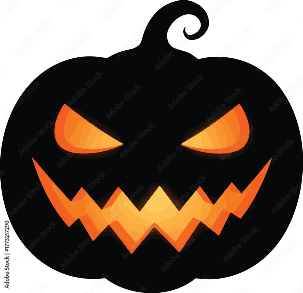 Fototapeta premium Spooky Jack-O'-Lantern Vector Illustration with Glowing Orange Face for Halloween Design and Autumn Celebrations