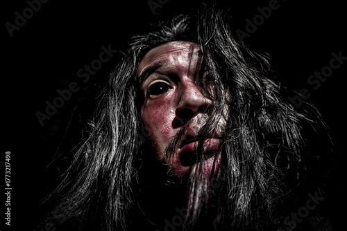 Horror Portrait of a Distorted Human Face