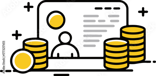 Financial identity and personal wealth concept with coins and id card