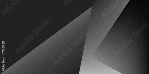 Black white abstract background. Geometric shape. Lines, triangles. 3d effect. Light, glow, shadow. Gradient. Dark grey, silver. Modern, futuristic.