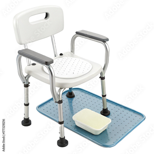 Safety and Independence Enhanced Shower Chair Promotes Comfort and Accessibility for Seniors and Individuals with Limited Mobility during Bathing Assistance