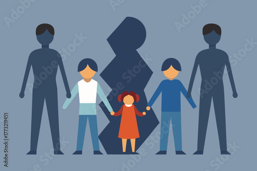 Illustration of Broken Family Showing Parental Alienation
