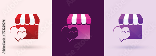Storefront heart swoosh logo retail shop ecommerce brand friendly charity service icon
