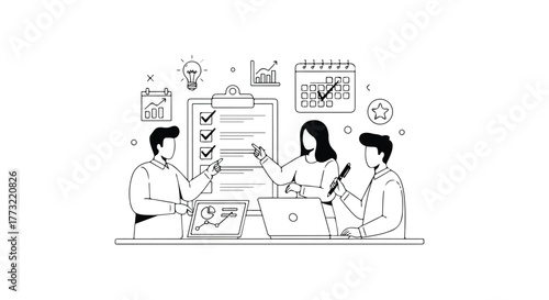 Dynamic business team effectively managing project tasks and optimizing workflow, strategically planning for successful execution and achieving organizational goals with clear objectives