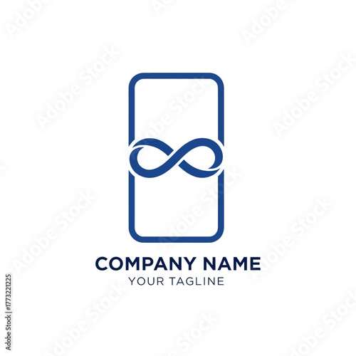 Infinity symbol inside a smartphone shape representing endless possibilities and connectivity.