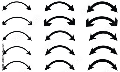 Dual Sided Curved Arrow Icon Set | Double Headed Arrows, Semicircular Direction Symbols, Editable Vector Design