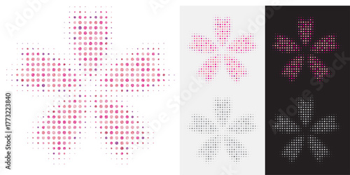 カラフルなドット桜、アイキャッチ画像　白バックのタグ