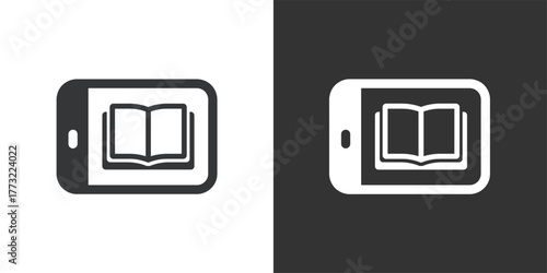 Mobile E-Books icon. Solid glyph series icon