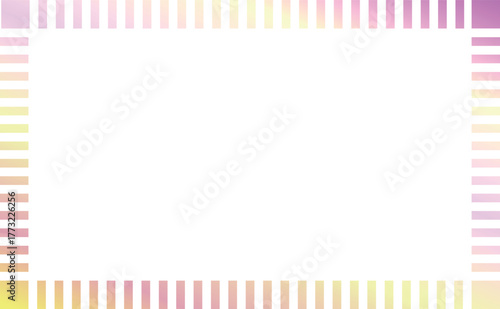 ピンクと黄色のグラデーションがかかった角が四角いストライプ模様のフレーム