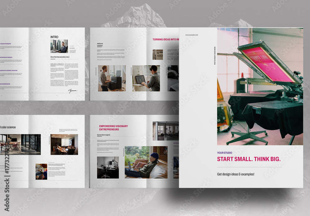 Pink Studio Marketing Promo Brochure Layout Stock Template | Adobe Stock