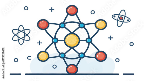 Illustration of a Molecule Structure in a Simplified Diagram Form