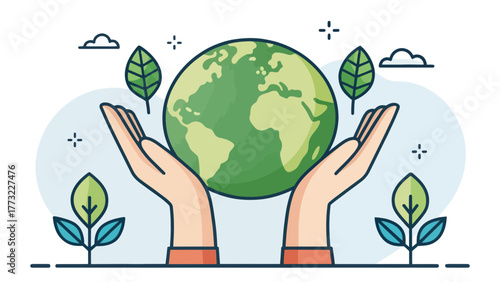 Hands cupping the Earth representing environmental protection