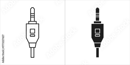 Single audio jack plug, one outlined and one solid black