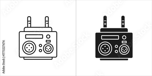Outline and filled silhouette of a radio transmitter