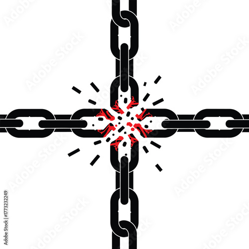 Breaking Chain Illustration of Freedom, Weakness, and Revolution