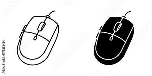 Computer mouse icon in black and white
