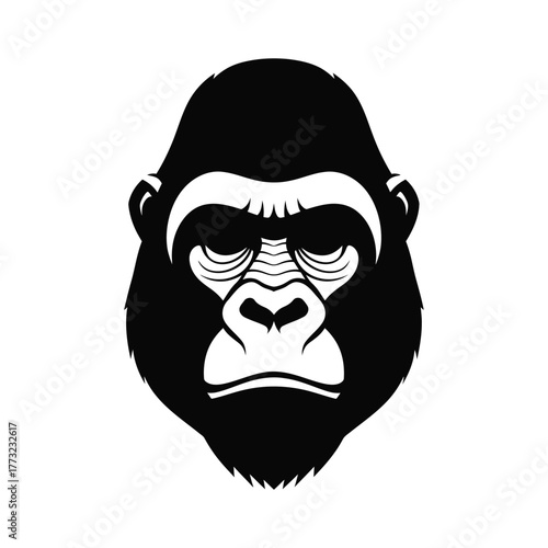 Gorilla Head Vector Mascot Illustration with Intense Red Eyes