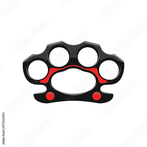 Brass Knuckles Vector Illustration Isolated Black and Red Weapon