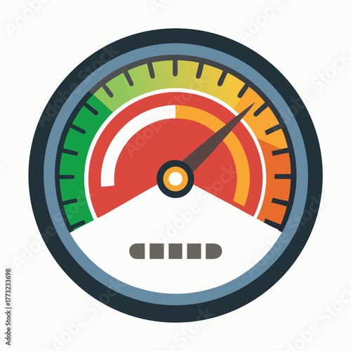 Monitor performance with this vibrant gauge showing metrics from green to red, perfect for dashboards, reports, and presentations needing a visual impact