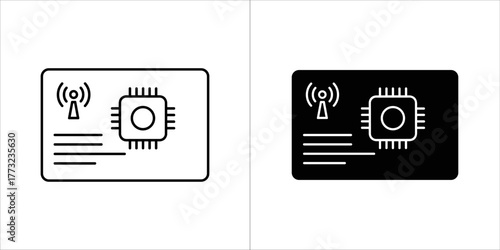 Two icons representing a computer expansion card, one outlined and one filled