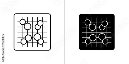 Outline and solid black icon of a go board with stones