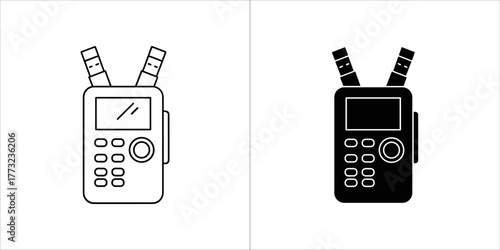 Outline and solid black portable audio recorder icon