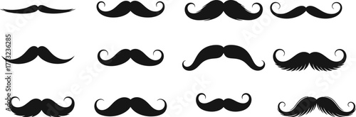 Explore a diverse collection of stylish mustaches perfect for design projects, costume parties, or adding a touch of vintage charm to your creative work