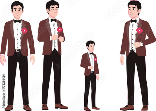 Create your own groom character with customizable parts for wedding invitations, save the date cards, and romantic projects this wedding season