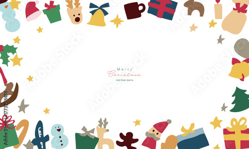 クリスマスツリーのイラスト。12月のツリーとオーナメントのセット。サンタとトナカイの飾り。Christmas tree illustration. Set of December trees and ornaments. Santa and reindeer decorations.