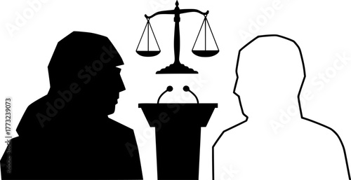 silhouette of justice and law