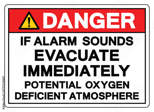 Danger If Alarm Sounds Evacuate Immediately Symbol Sign ,Vector Illustration, Isolate On White Background Label.EPS10