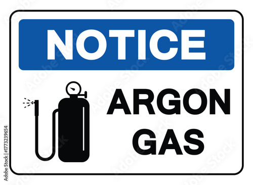 Notice Argon Gas Symbol Sign ,Vector Illustration, Isolate On White Background Label.EPS10