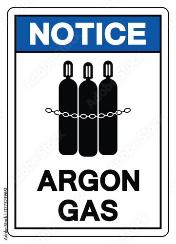 Notice Argon Gas Symbol Sign ,Vector Illustration, Isolate On White Background Label.EPS10