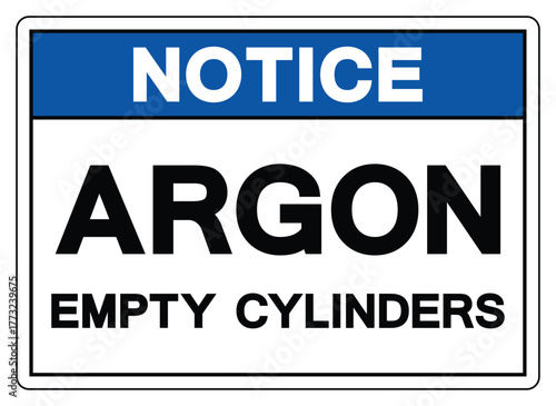 Notice Argon Empty Cylinder Symbol Sign ,Vector Illustration, Isolate On White Background Label.EPS10