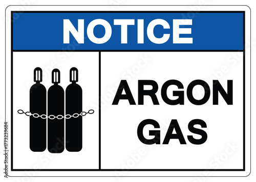 Notice Argon Gas Symbol Sign ,Vector Illustration, Isolate On White Background Label.EPS10