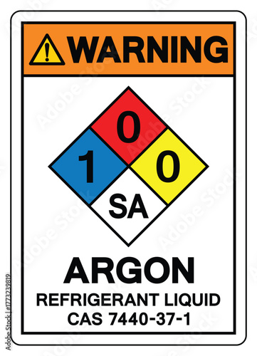 Warning Argon Refrigrant Liquid Symbol Sign ,Vector Illustration, Isolate On White Background Label.EPS10
