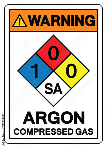 Warning Argon Compressed Gas Symbol Sign ,Vector Illustration, Isolate On White Background Label.EPS10