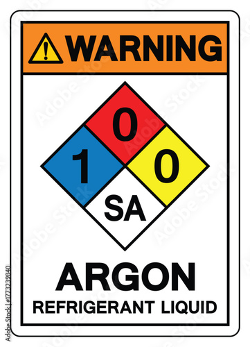 Warning Argon Refrigrant Liquid Symbol Sign ,Vector Illustration, Isolate On White Background Label.EPS10