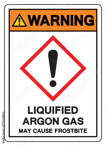 Warning Liquified Argon Gas May Cause Frostbite Symbol Sign ,Vector Illustration, Isolate On White Background Label.EPS10