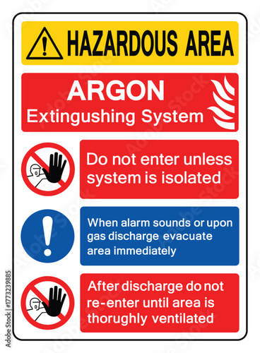 Hazardous Area Argn Extingushing System Symbol Sign ,Vector Illustration, Isolate On White Background Label.EPS10