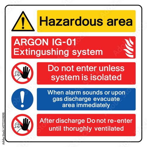 Hazardous Area Argn IG 01 Extingushing System Symbol Sign ,Vector Illustration, Isolate On White Background Label.EPS10