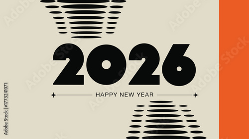 Happy new year 2026 text with decorative elements