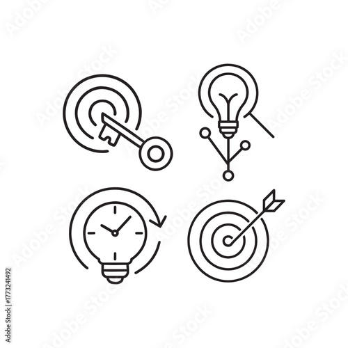 Illustration of key to success and business target strategy