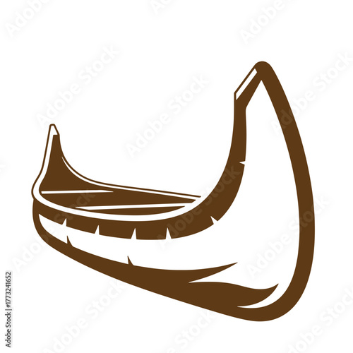 Classic brown canoe vector illustration perfect for outdoor travel and adventure concepts