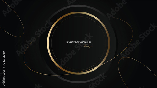 Black podium background vector design. Podium and stage background with gold and black combination. Black abstract background. Suit for banner, poster, certificate, web, product promotion, etc