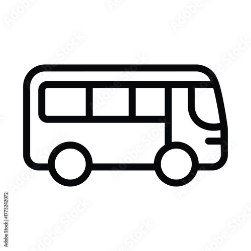 Bus line icon, outline illustration of public transportation vehicle for passenger travel and city commuting