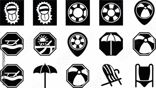 Classic summer vacation icons evoke happy memories of sunny days and relaxing beach getaways