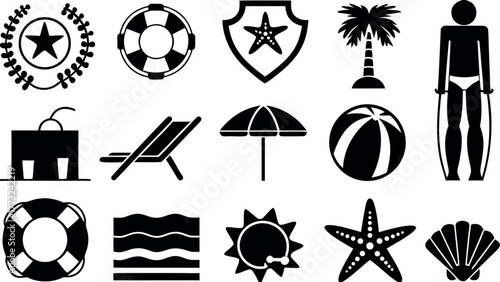 Dreaming of sun and sand? Vacation icons offer a glimpse of summer fun and tropical vibes, perfect for your next project