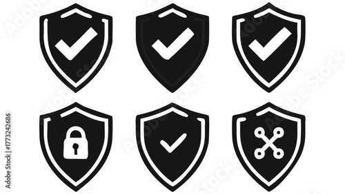Shield icons convey safety and protection for your data and privacy needs with this modern design