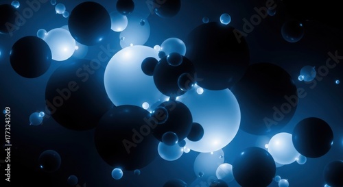 Abstract Blue Floating Spheres